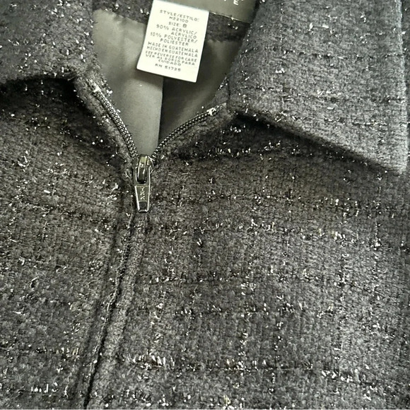 Women’s 8 Petite Zip Front Blazer Metallic Pockets‎ Lined Career Corpcore - Picture 6 of 13
